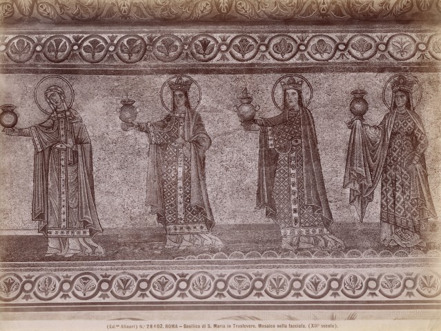 Alinari, Fratelli — Roma - Basilica di S. Maria in Trastevere. Mosaico della facciata. (XII° secolo). — particolare